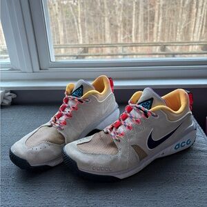 Nike ACG Beige Sneakers with Purple and Yellow Accents